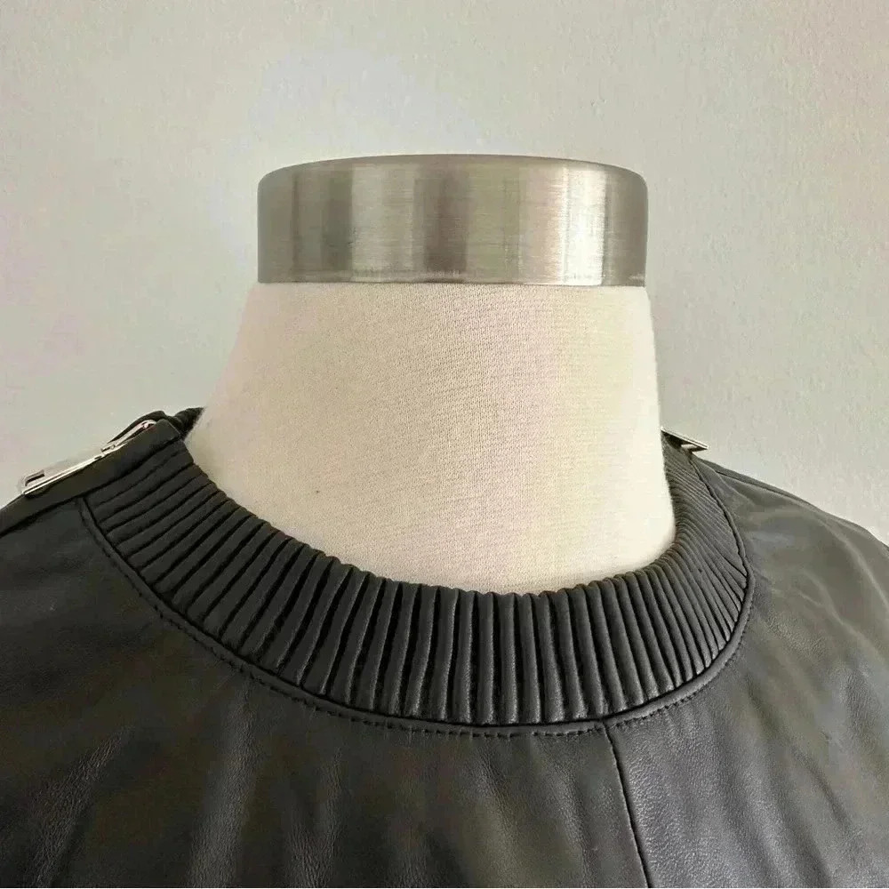 Givenchy Lambskin Leather Crewneck Sweatshirt Top Buttery Soft 38/ XS - Picture 9 of 14